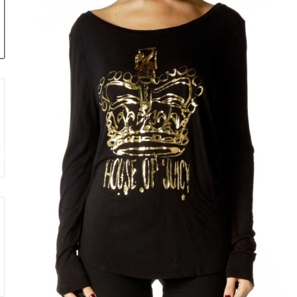 Juicy Couture Tops - Juicy Couture Women's House of Juicy Black Tee Size Large